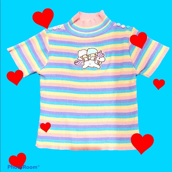 Customized Sweaters - Custom LITTLE TWIN STARS rainbow pastel knit top